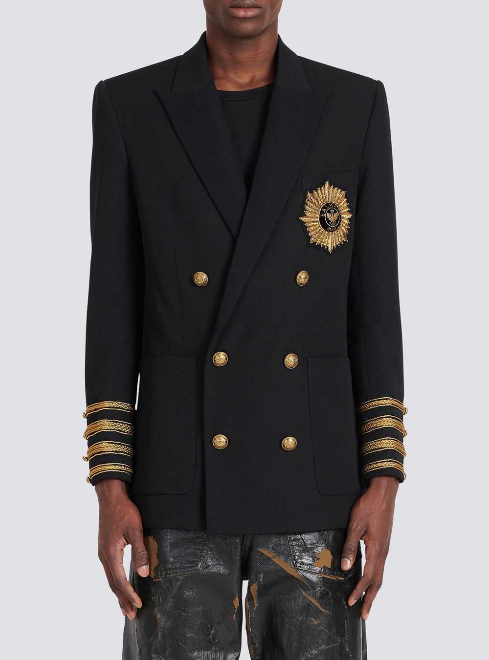 Balmain Twill Blazer With Gold-tone Double-breasted Fastening Black | SODXVBG-26