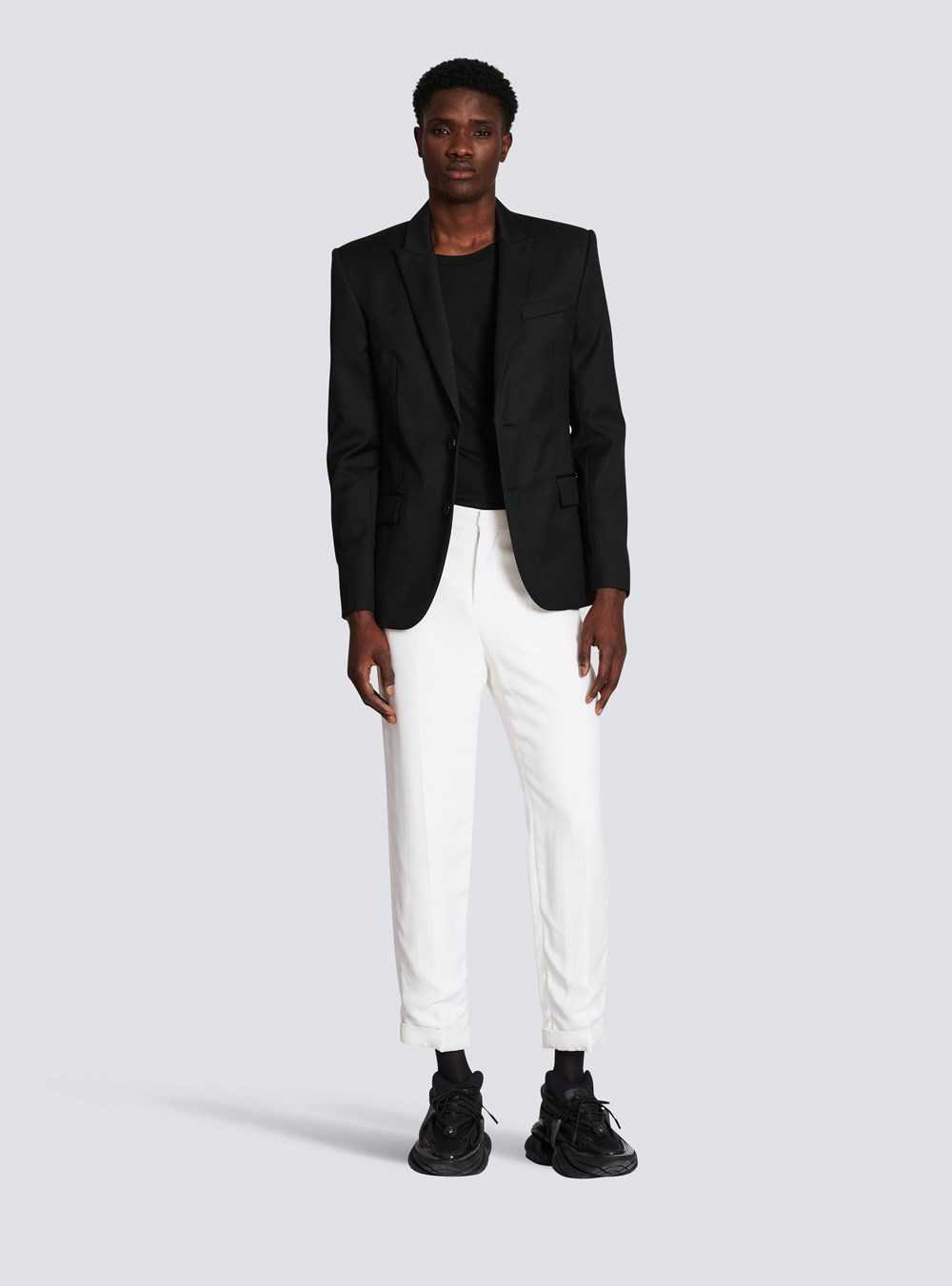 Balmain Two-button Wool Blazer Black | WHVMIRK-89