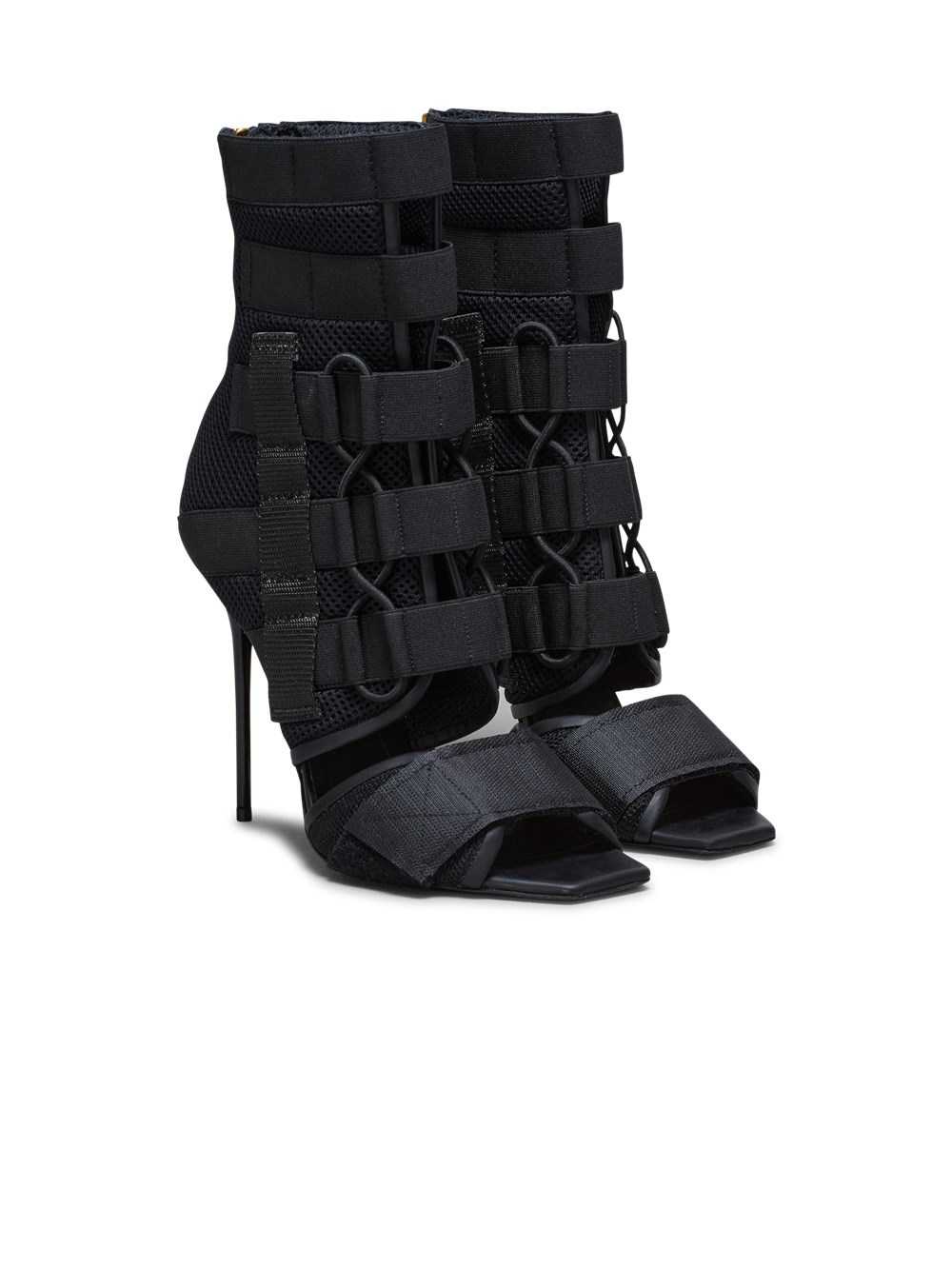 Balmain Uma Sandals In Velcro And Mesh Black | HLZRTPX-35