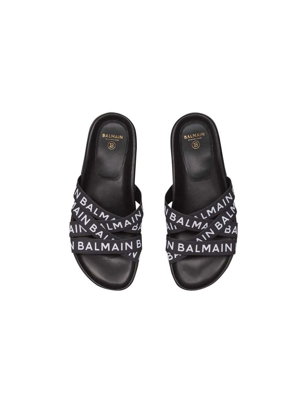 Balmain Union Flip Flops With Balmain Logo Print Black | TDFNVCA-94