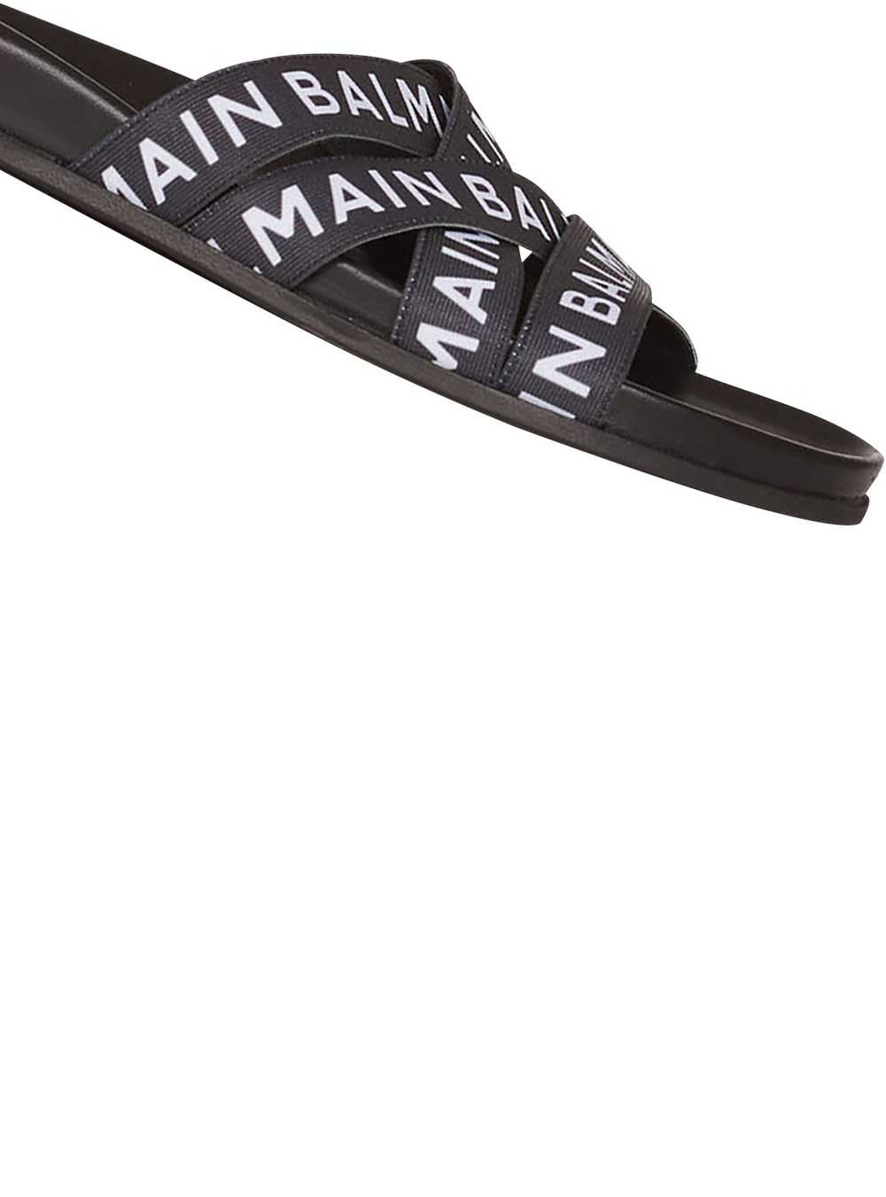 Balmain Union Flip Flops With Balmain Logo Print Black | TDFNVCA-94