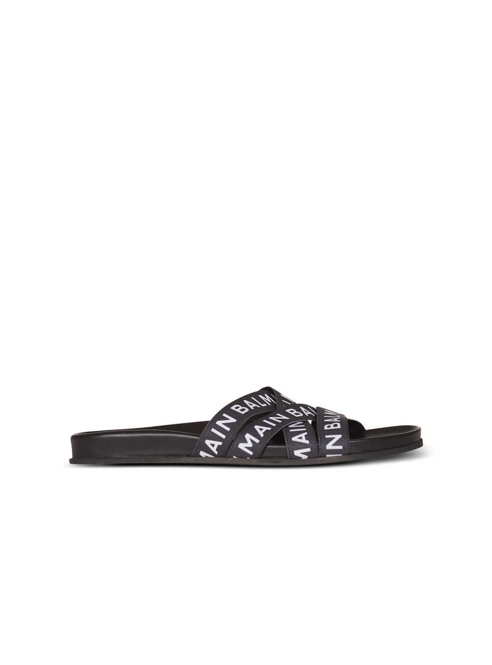 Balmain Union Flip Flops With Balmain Logo Print Black | TDFNVCA-94