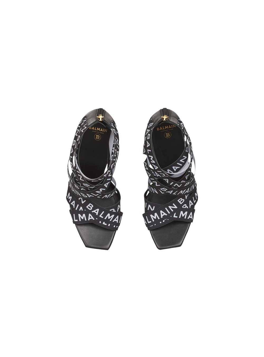 Balmain Union Sandals With Balmain Logo Print Black | CUNWISF-38