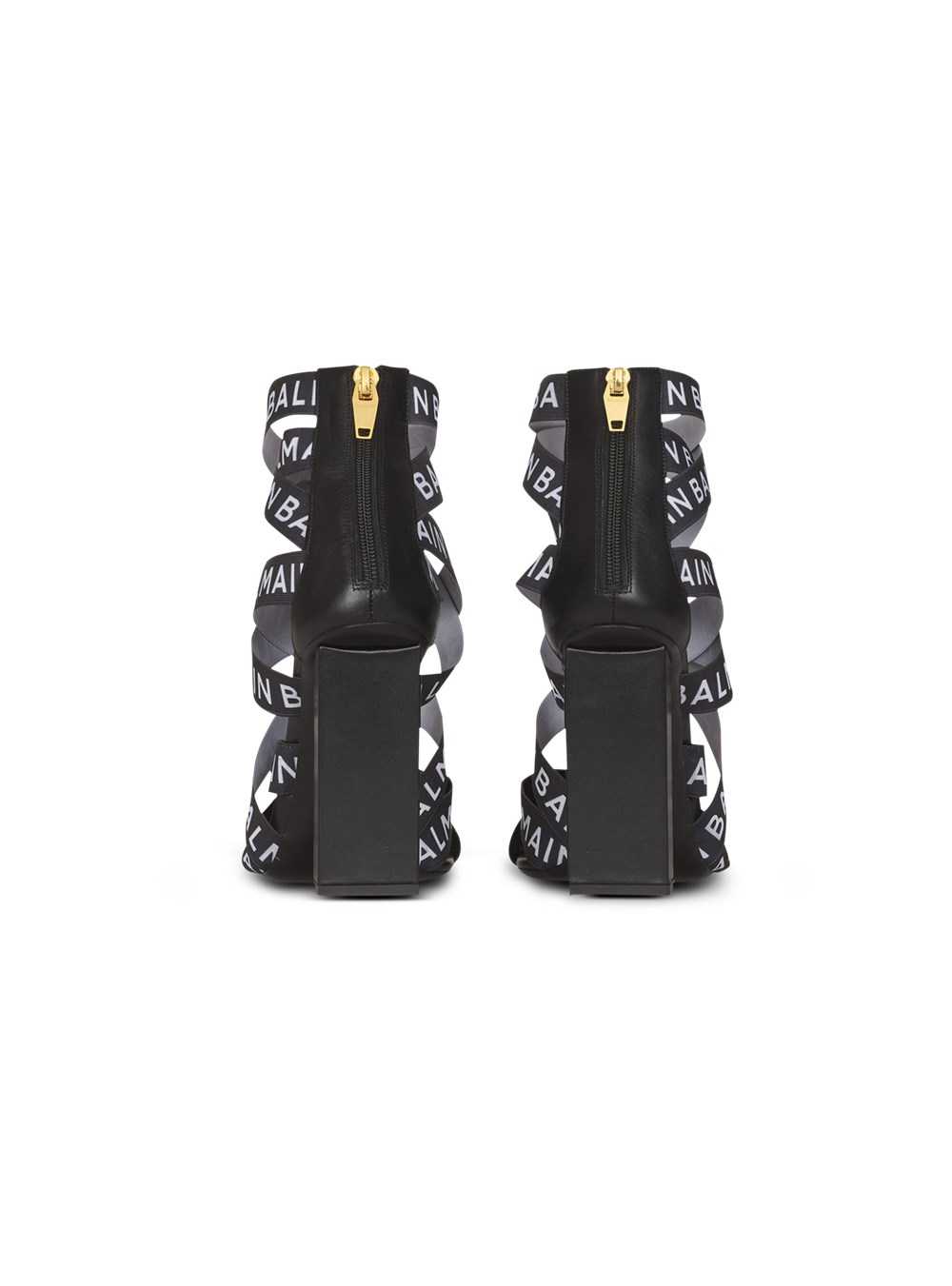 Balmain Union Sandals With Balmain Logo Print Black | CUNWISF-38