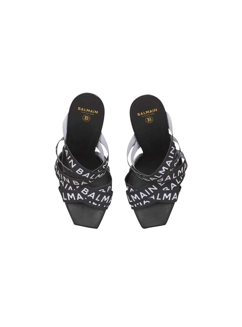 Balmain Union Sandals With Balmain Logo Print Black | XRQPHVL-01