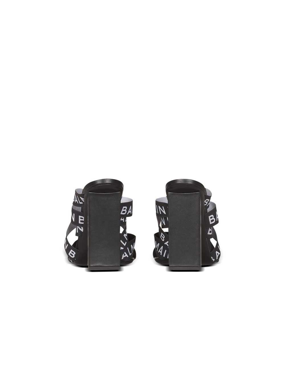 Balmain Union Sandals With Balmain Logo Print Black | XRQPHVL-01