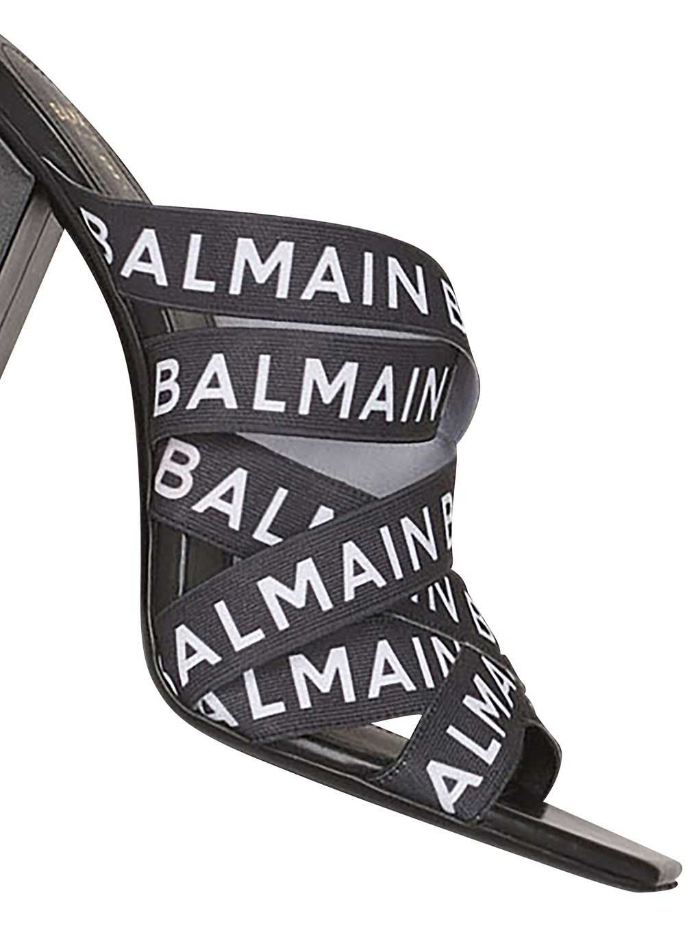 Balmain Union Sandals With Balmain Logo Print Black | XRQPHVL-01