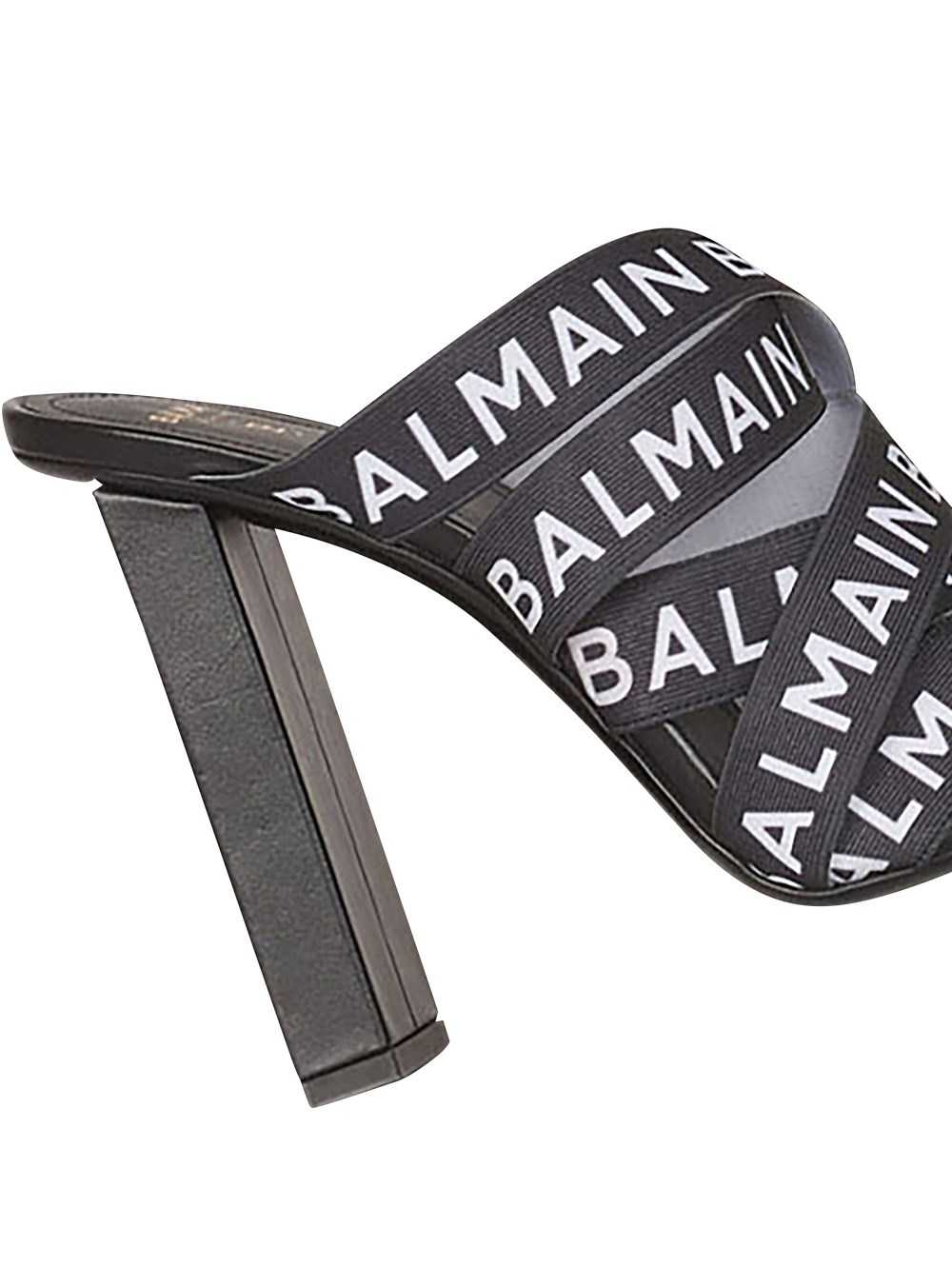 Balmain Union Sandals With Balmain Logo Print Black | XRQPHVL-01