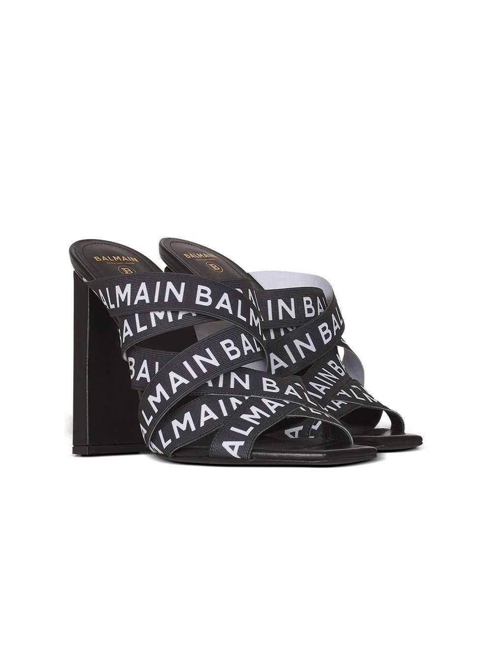 Balmain Union Sandals With Balmain Logo Print Black | XRQPHVL-01