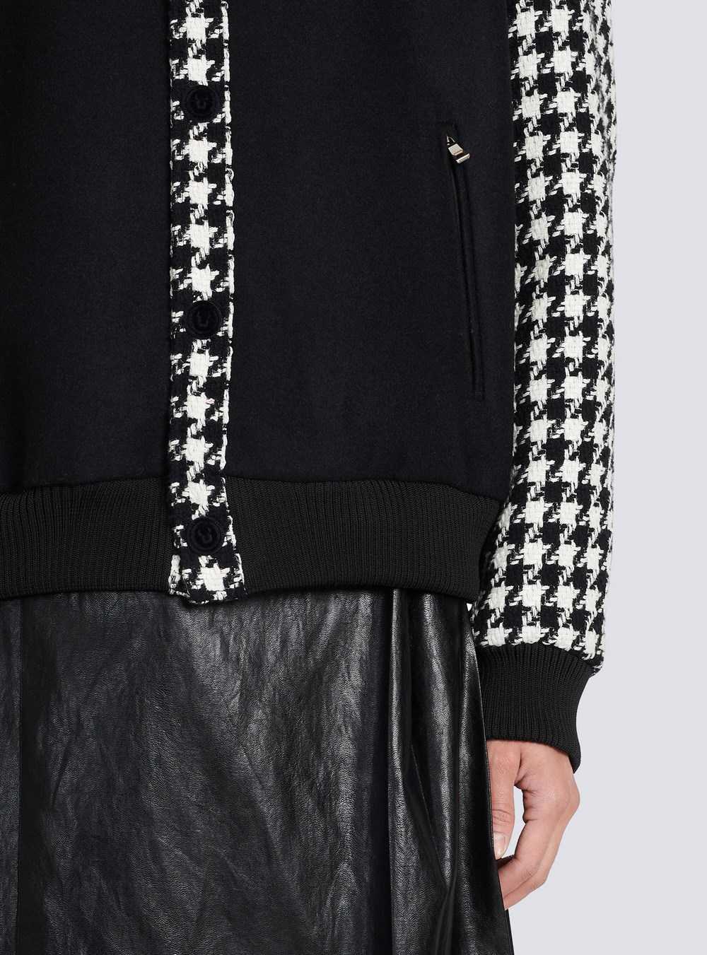 Balmain Unisex - Bomber Jacket With Houndstooth Pattern Black | AVIQRDE-16