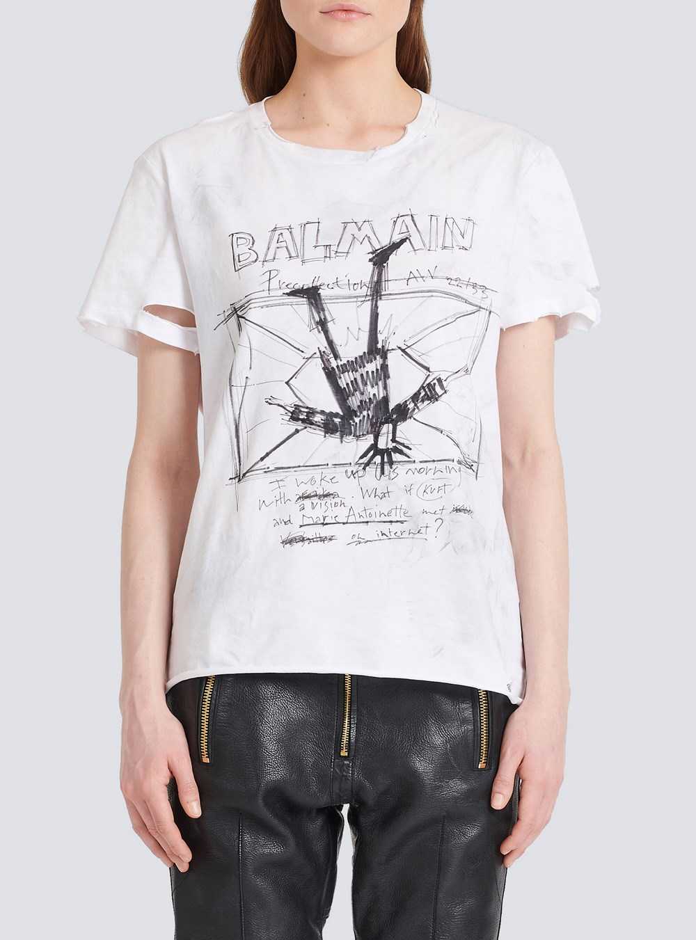 Balmain Unisex - Cotton T-shirt With Motifs And Balmain Logo Print Black | LCXSOAP-89