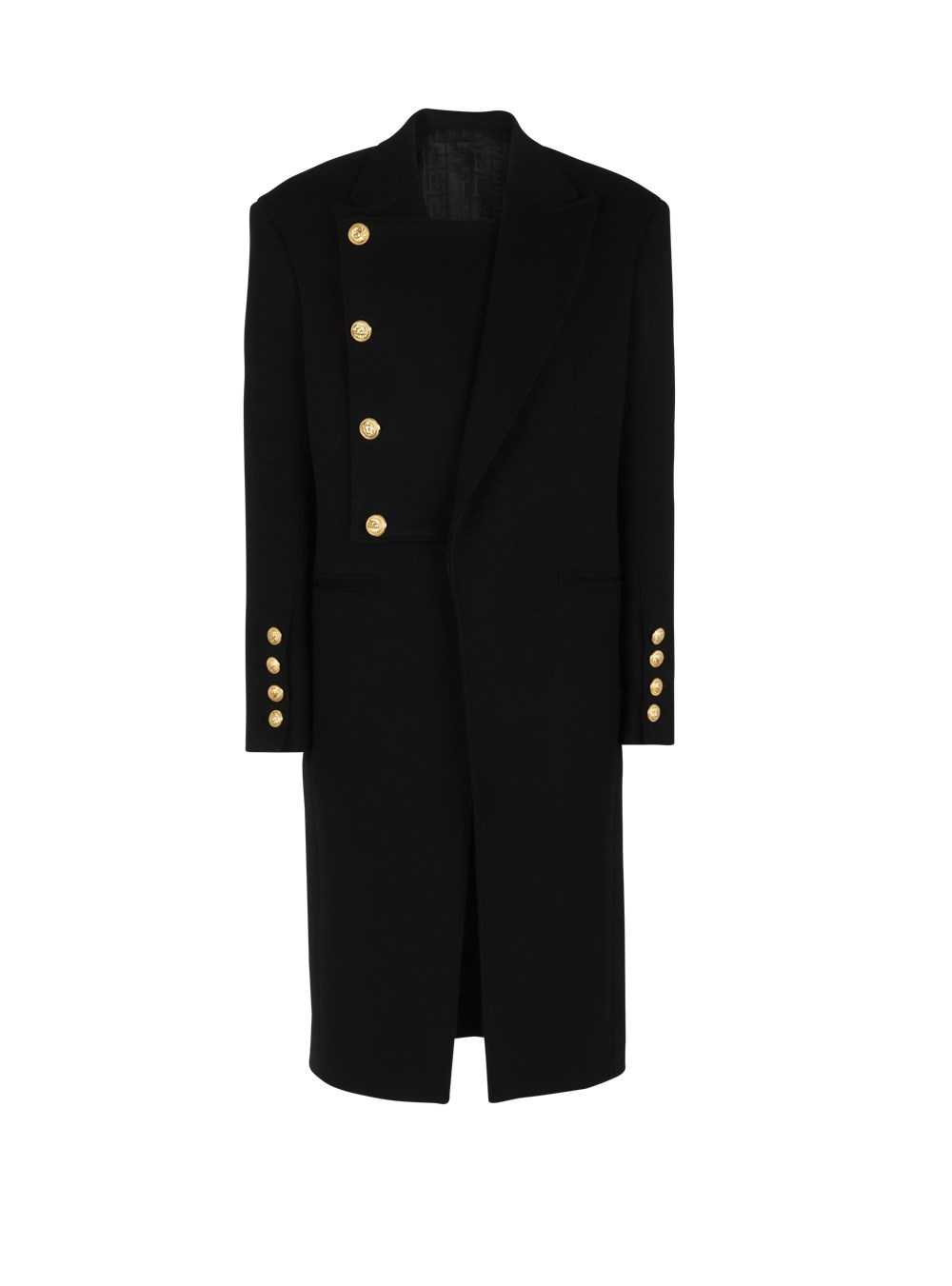 Balmain Unisex - Four-button Wool Coat With Detachable Inset Jacket Black | NTSYJEX-01