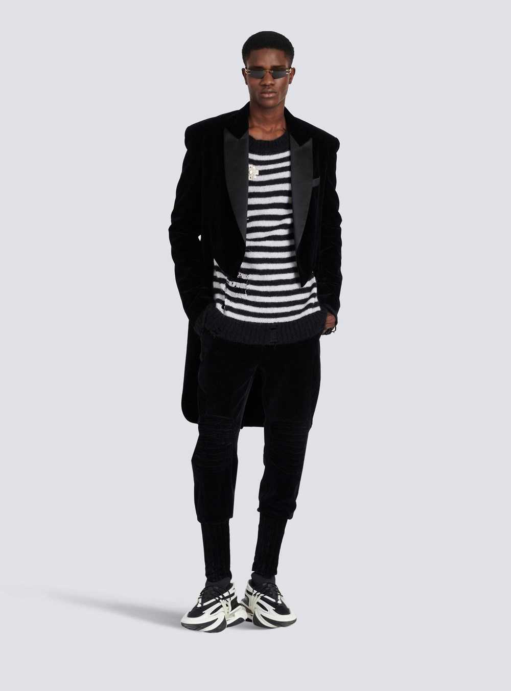 Balmain Unisex - Ripped Knit Nautical Sweater With Brooches Black | ETQZGSR-49