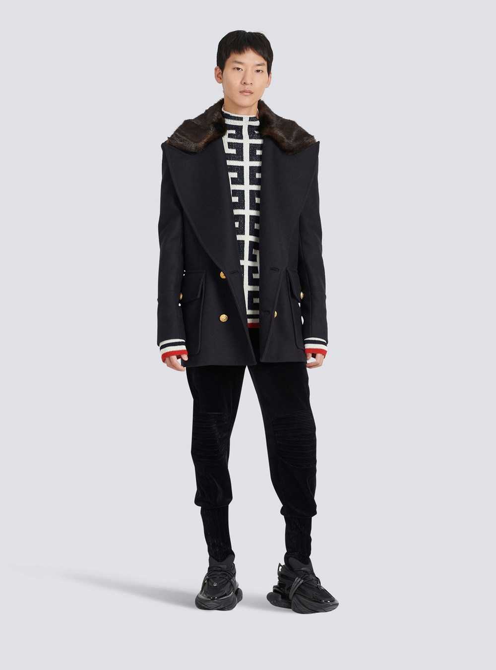 Balmain Unisex - Six-button Wool Coat With Detachable Collar Navy | NYUMSAR-73