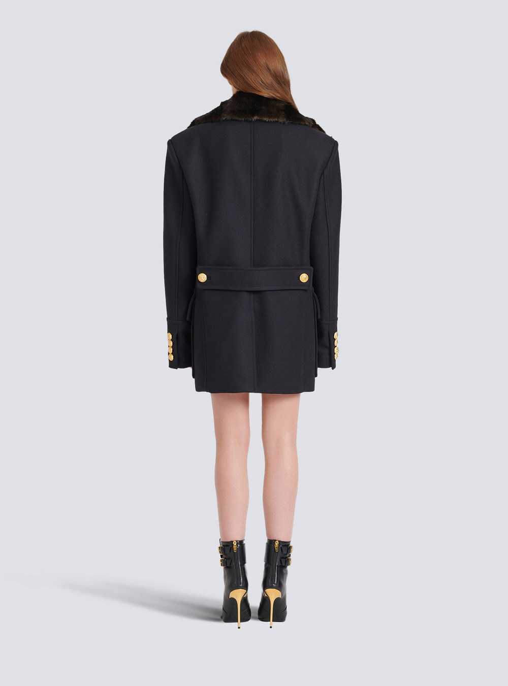 Balmain Unisex - Six-button Wool Coat With Detachable Collar Navy | NYUMSAR-73