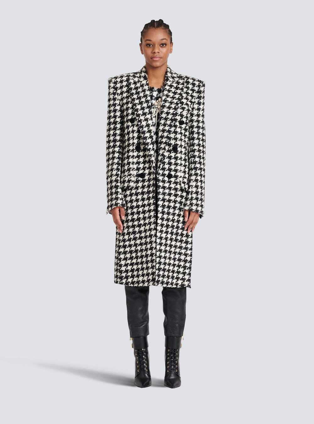 Balmain Unisex - Six-button Wool Coat With Detachable Inset Jacket Black | PKXFOYQ-90