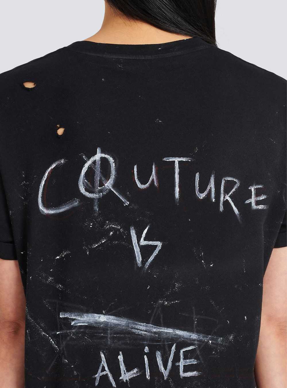 Balmain Unisex - T-shirt With Balmain Logo Print Graffiti Black | KZRUOWL-13