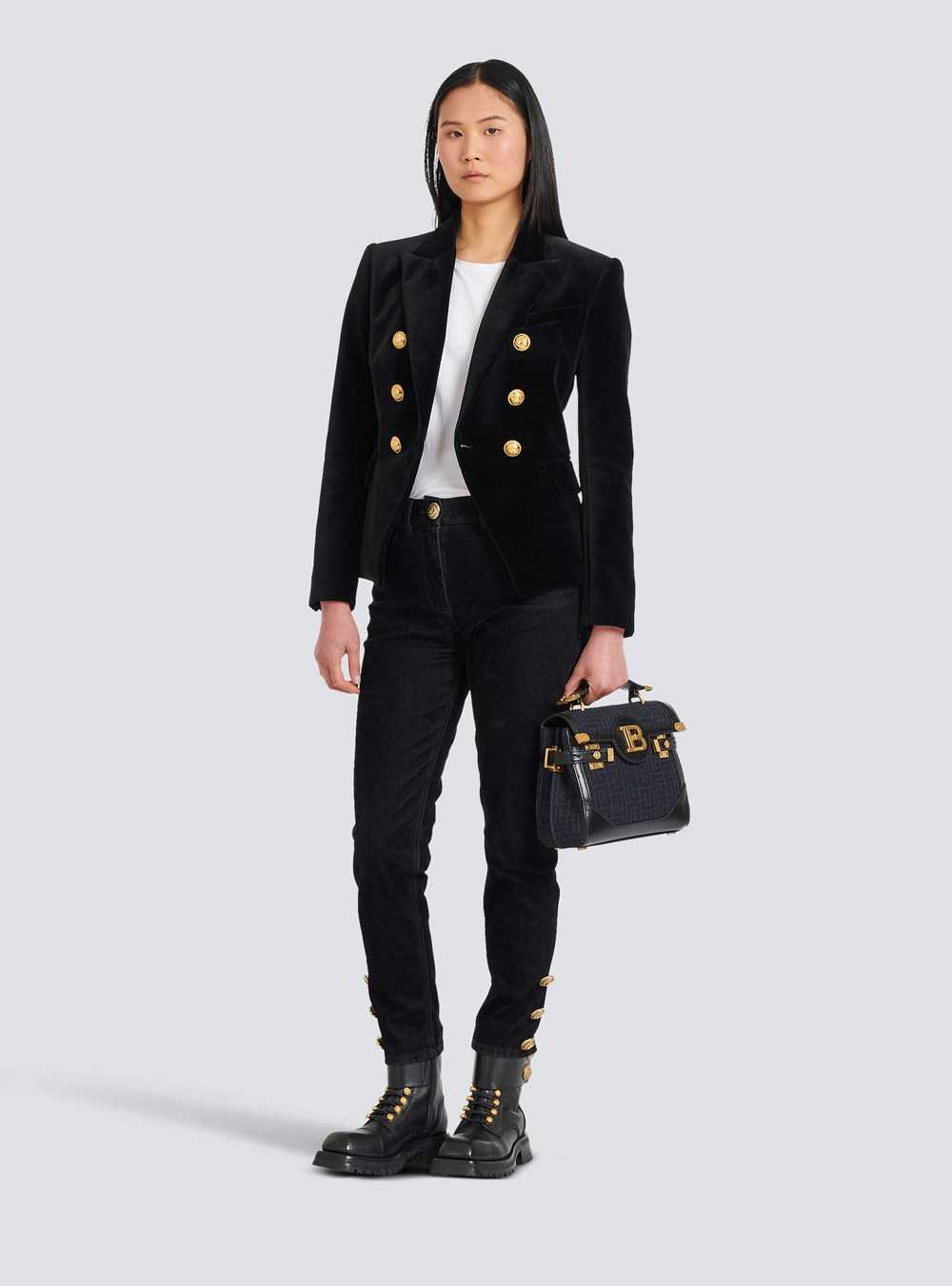 Balmain Velvet Jacket With Double-buttoned Fastening Black | KANFWTH-40