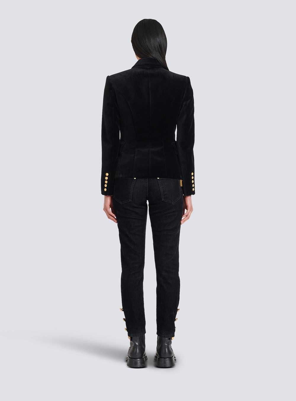 Balmain Velvet Jacket With Double-buttoned Fastening Black | KANFWTH-40