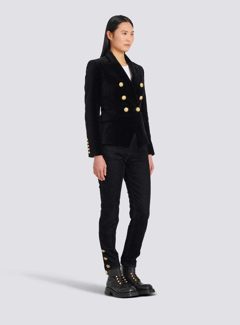 Balmain Velvet Jacket With Double-buttoned Fastening Black | KANFWTH-40