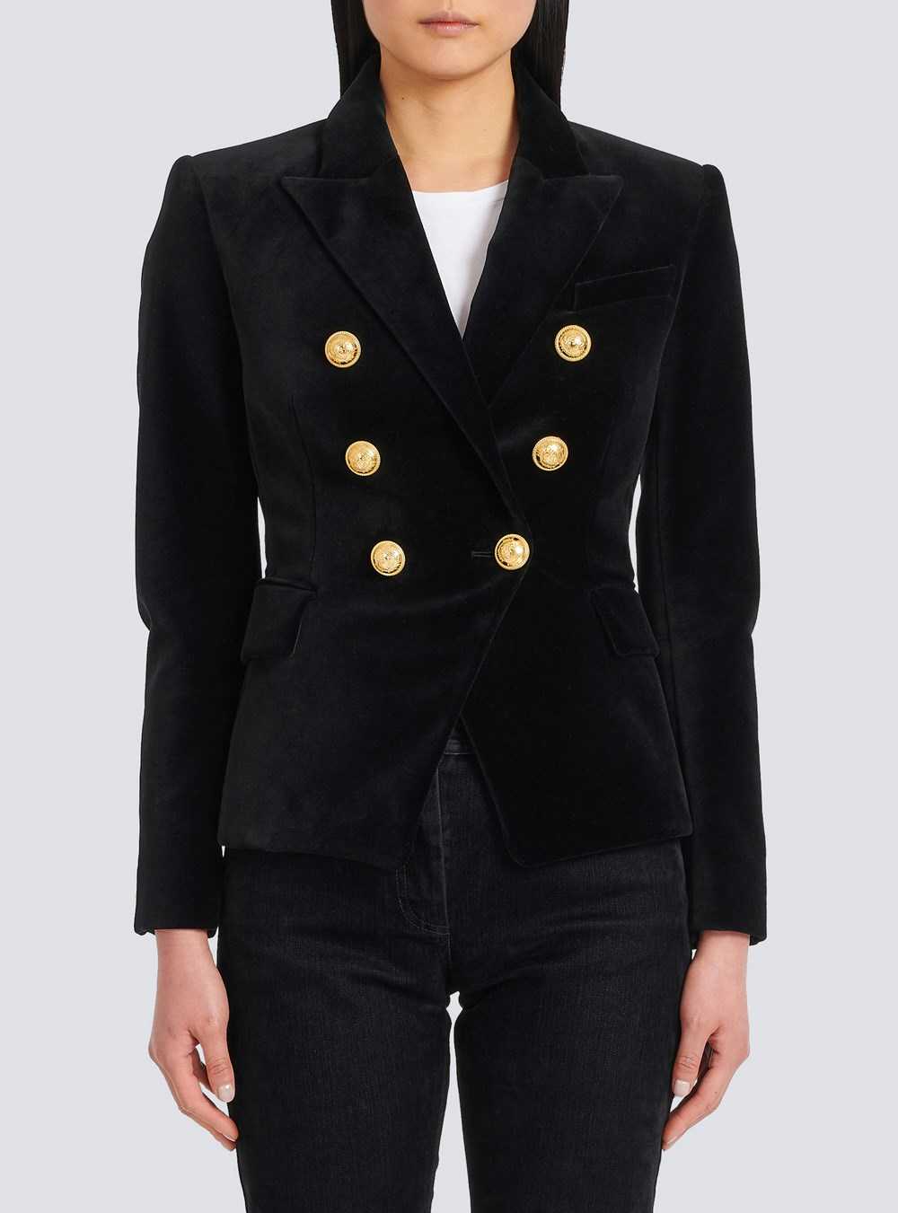 Balmain Velvet Jacket With Double-buttoned Fastening Black | KANFWTH-40