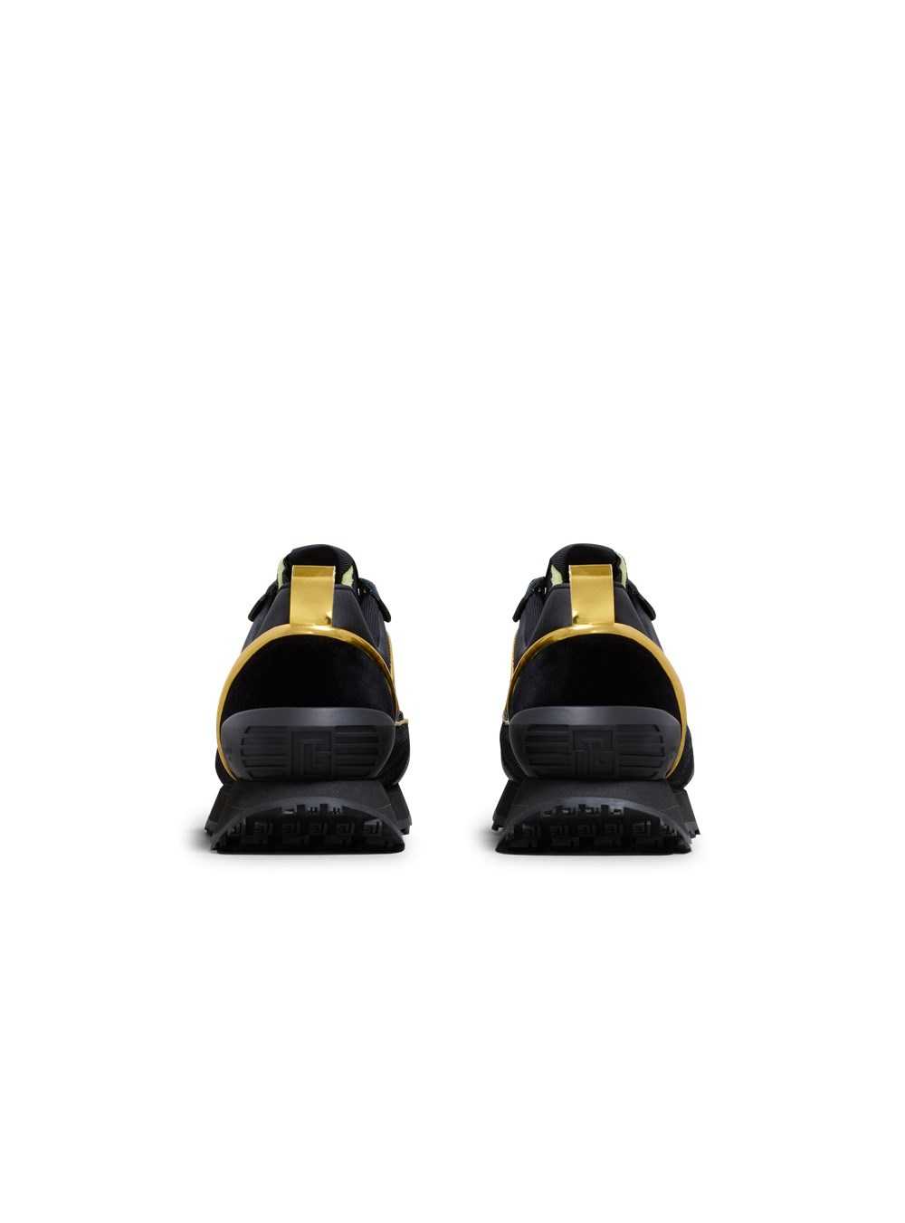 Balmain Velvet, Nylon And Mesh Low-top Racer Sneakers Gold | KCIQVMF-70