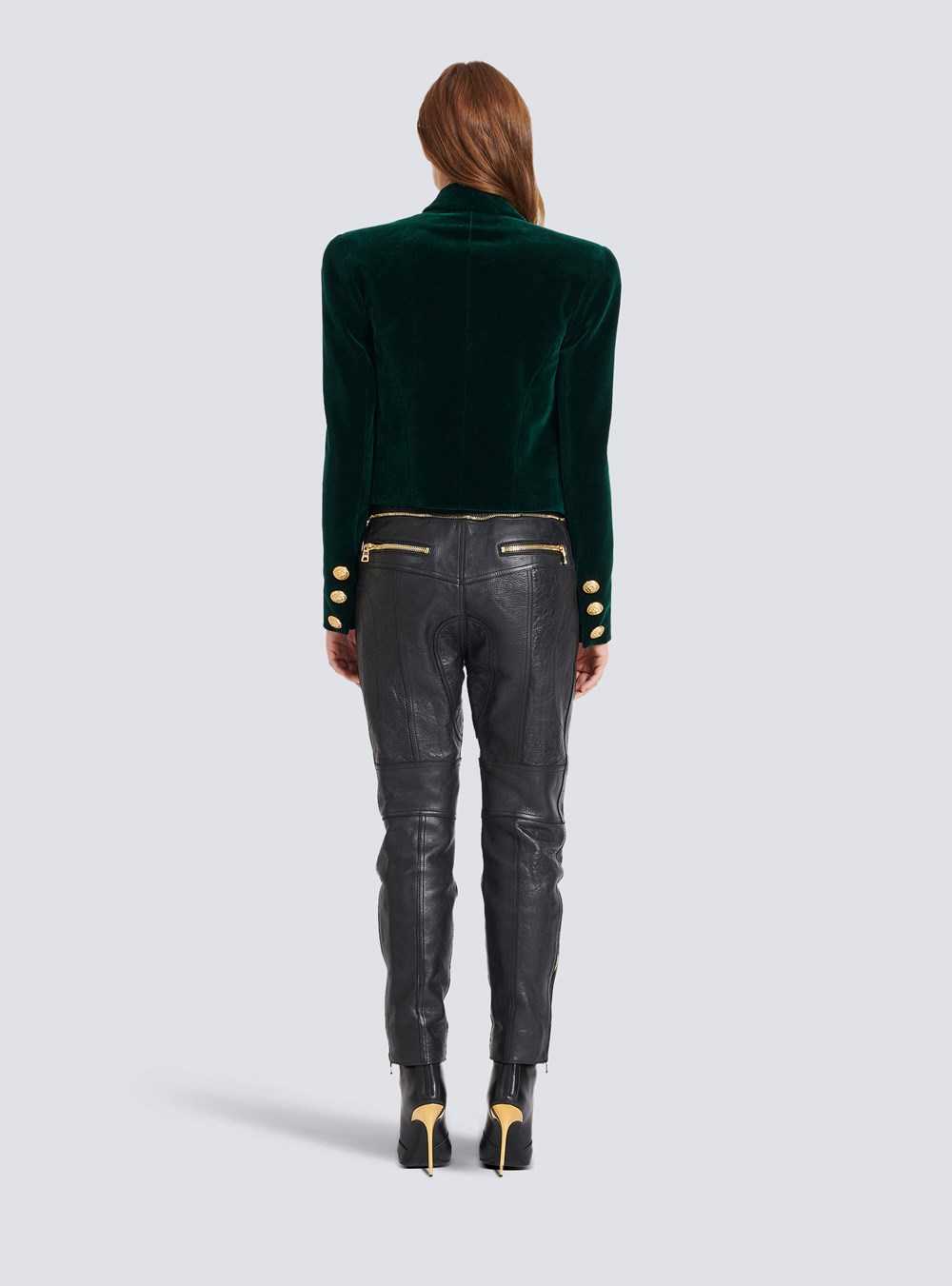 Balmain Velvet Spencer Jacket Green | RAJESLU-82