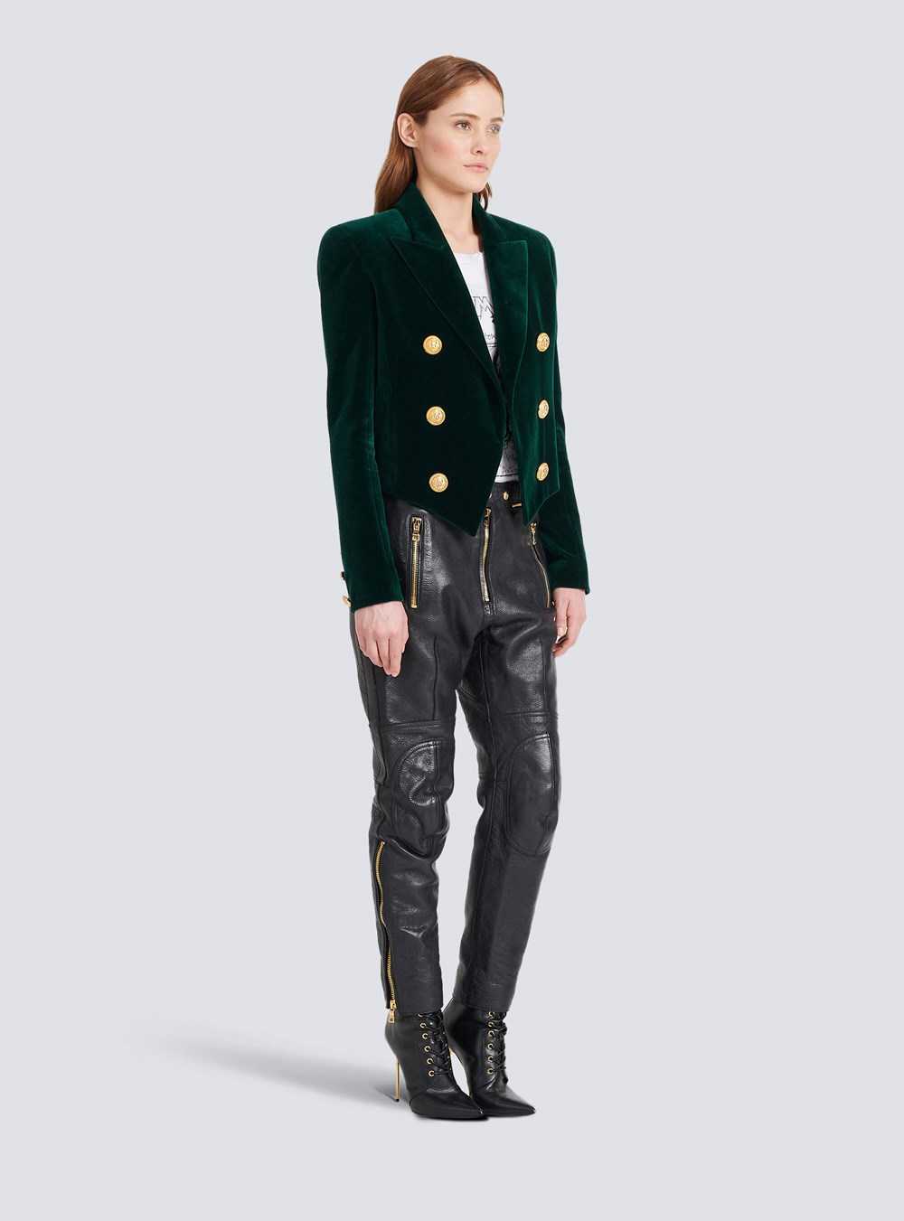 Balmain Velvet Spencer Jacket Green | RAJESLU-82