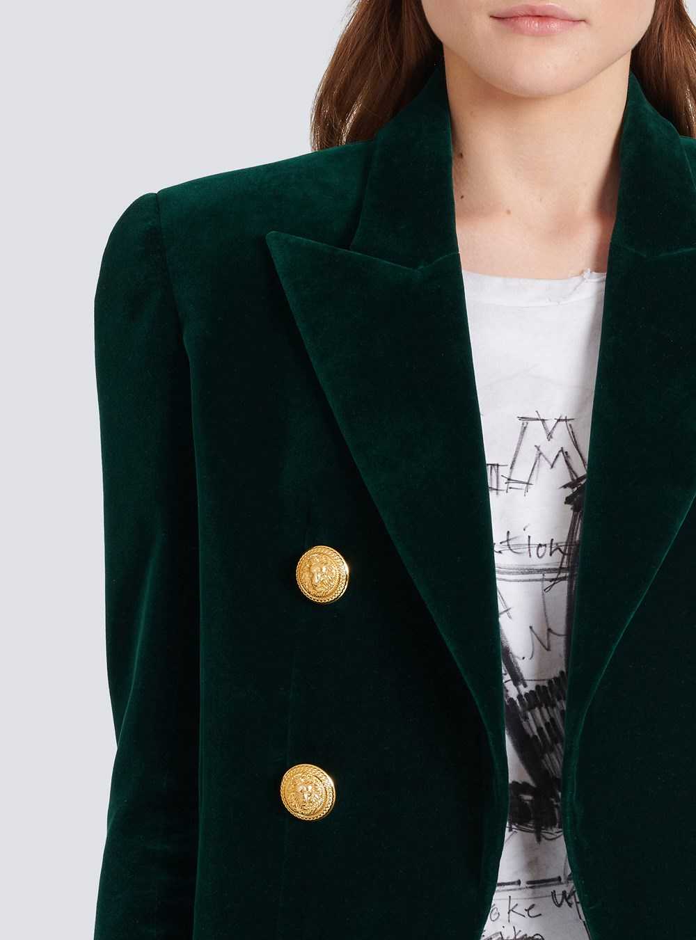 Balmain Velvet Spencer Jacket Green | RAJESLU-82