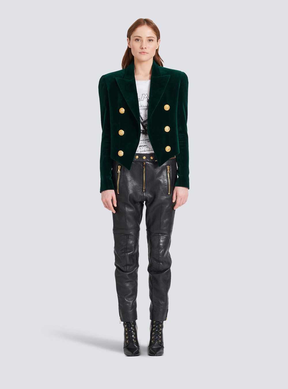 Balmain Velvet Spencer Jacket Green | RAJESLU-82