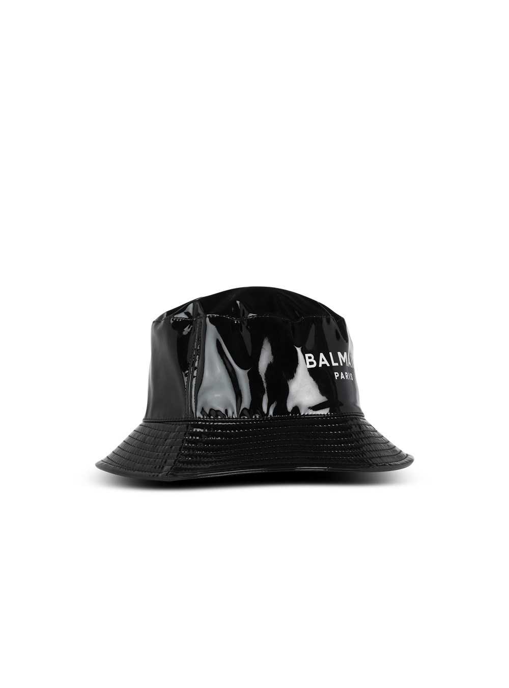 Balmain Vinyl Bucket Hat With Balmain Logo Black | KCQXFAB-53