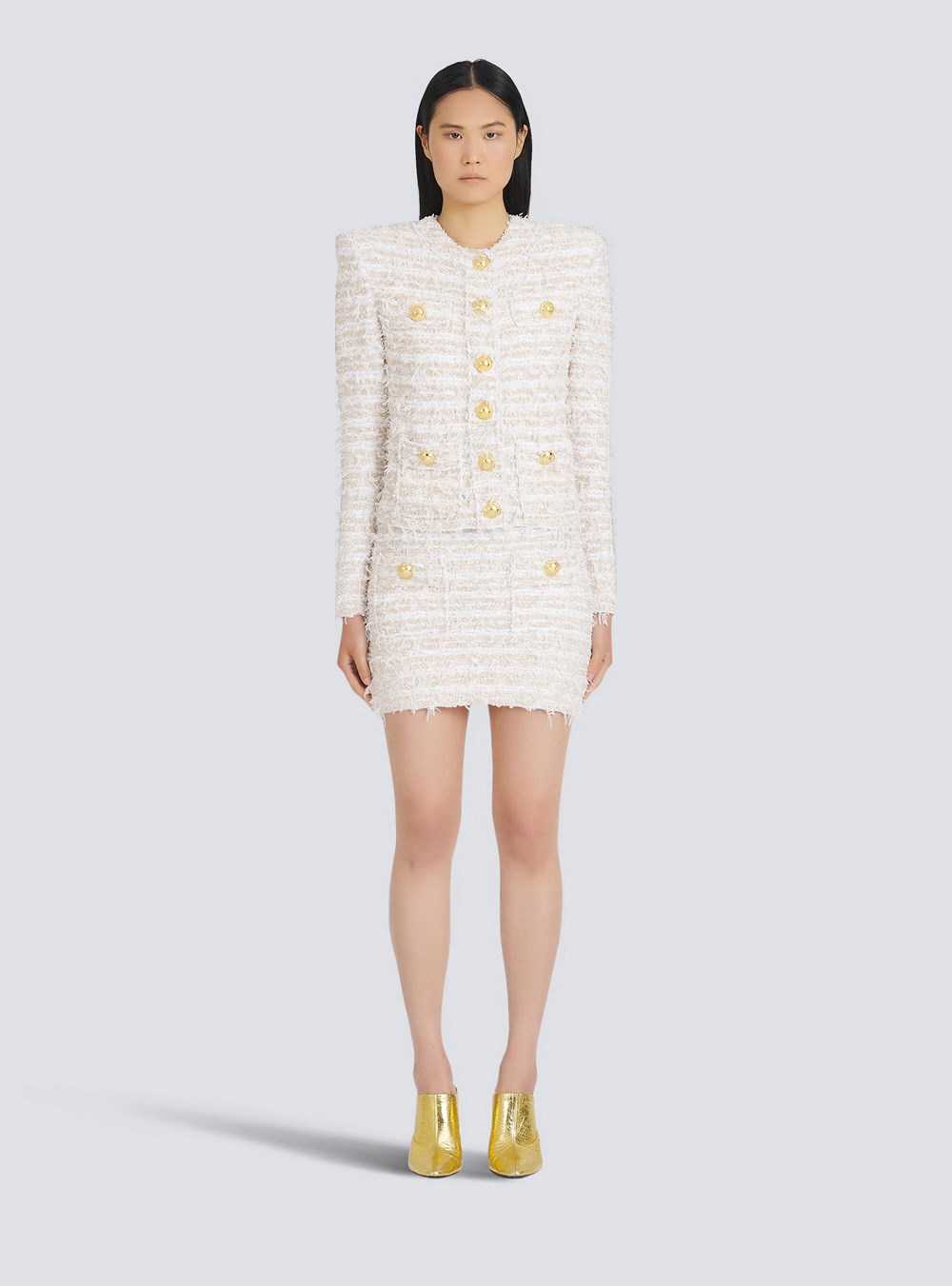 Balmain White Tweed Jacket White | ACGZKBD-45