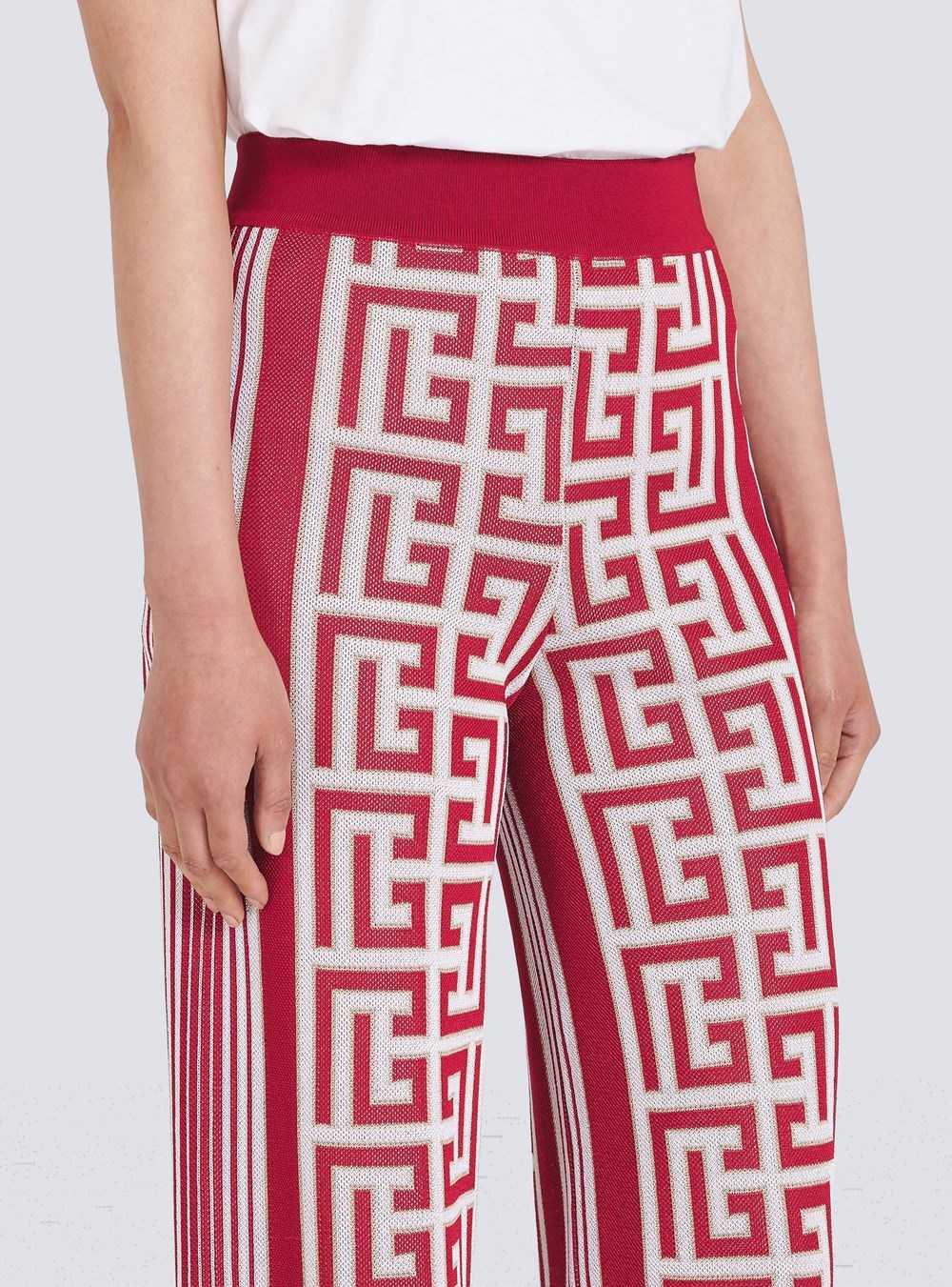 Balmain Wide Balmain Eco-designed Monogram Pants Red | PGCSTXQ-23