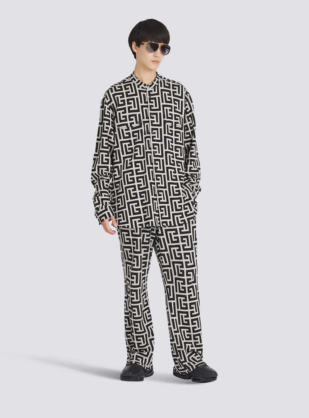 Balmain Wide Jacquard Balmain Monogram Pyjama Pants Black | YVPFQMT-79