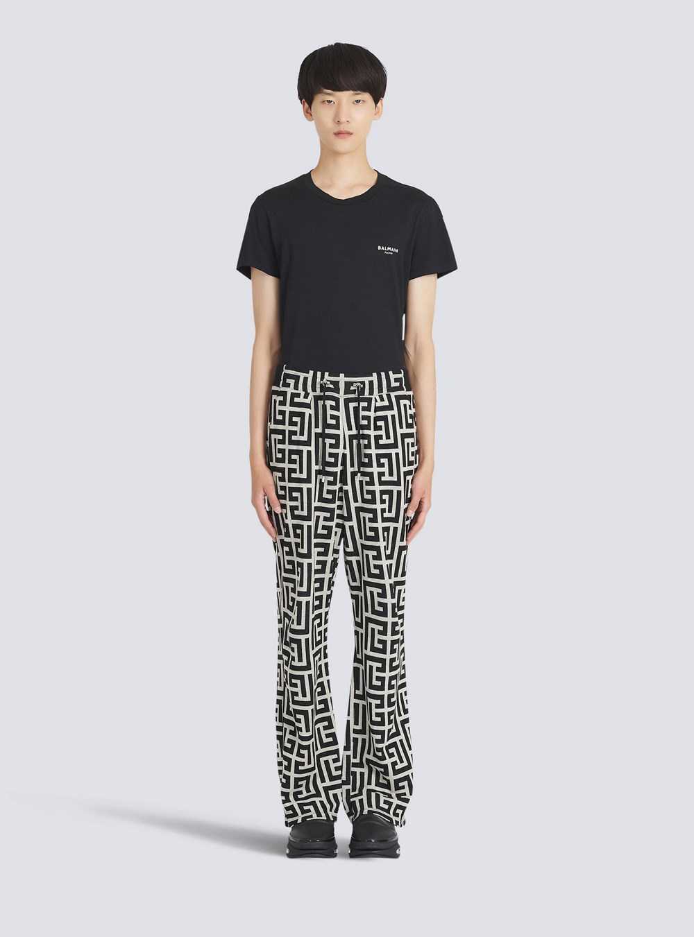 Balmain Wide Jacquard Balmain Monogram Pyjama Pants Black | YVPFQMT-79