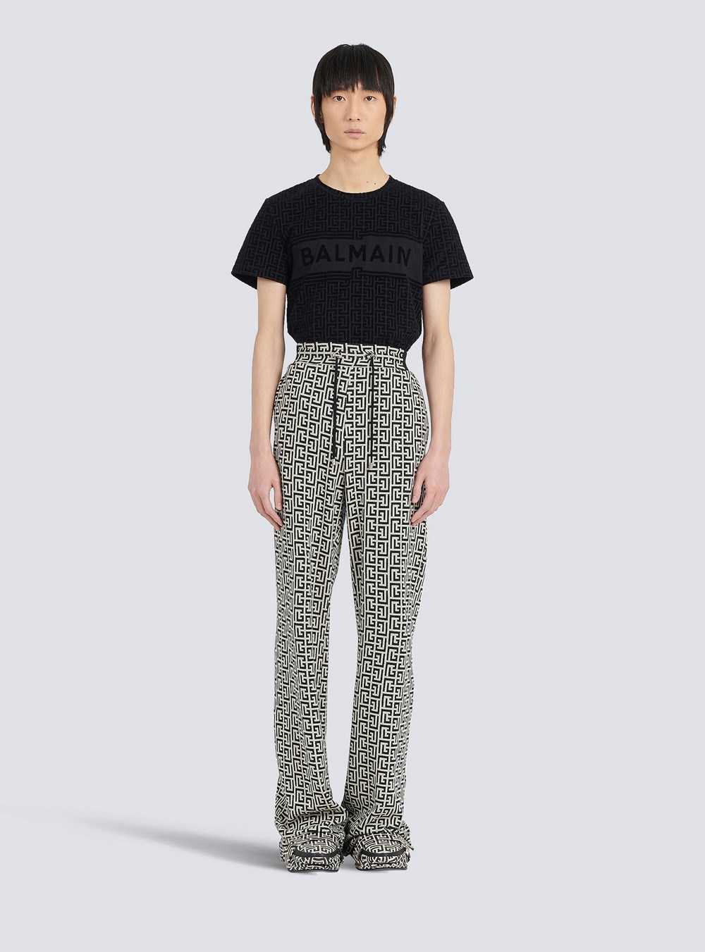 Balmain Wide Jersey Balmain Monogram Pants Black | FXDIJRE-32