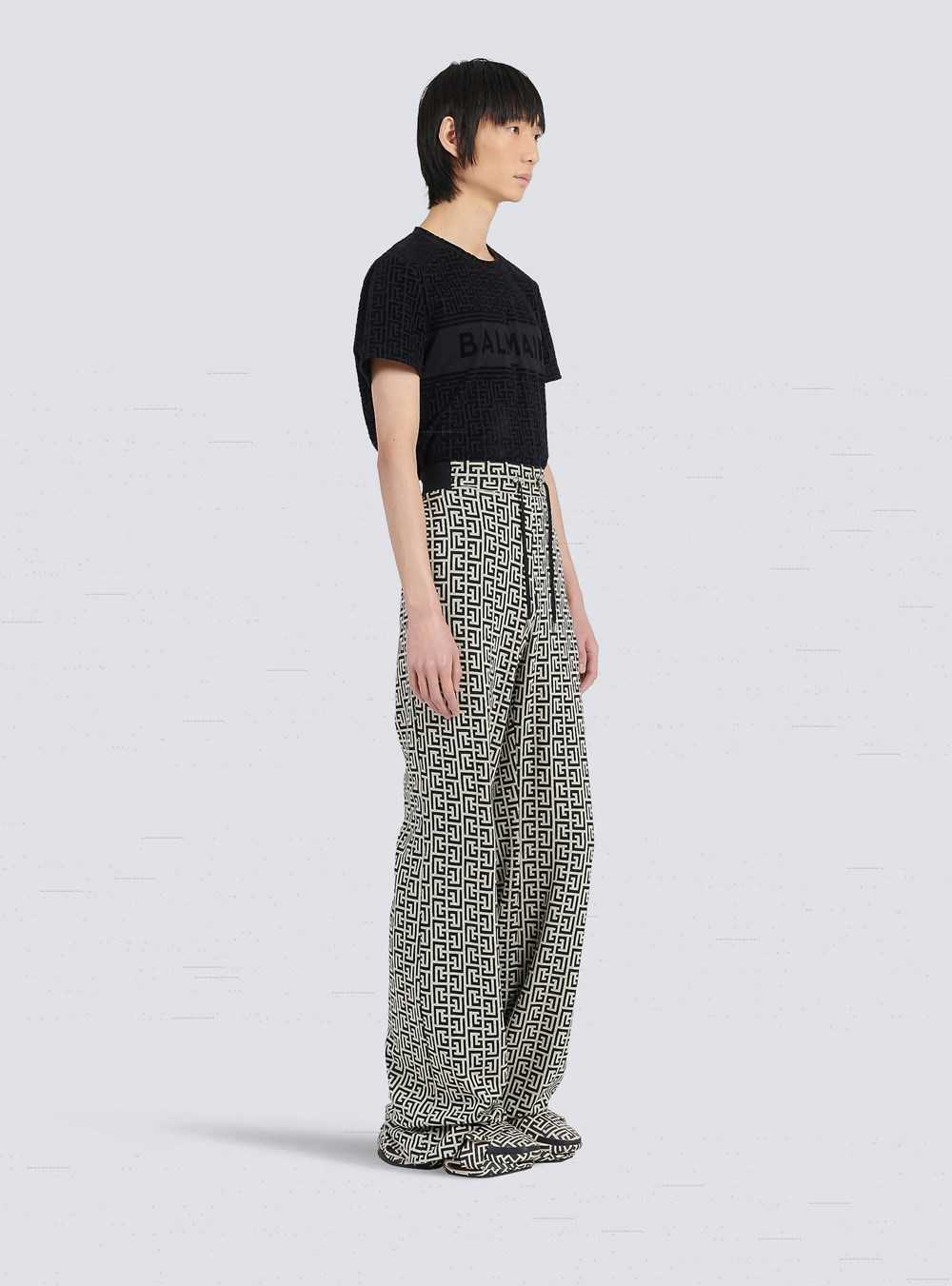 Balmain Wide Jersey Balmain Monogram Pants Black | FXDIJRE-32