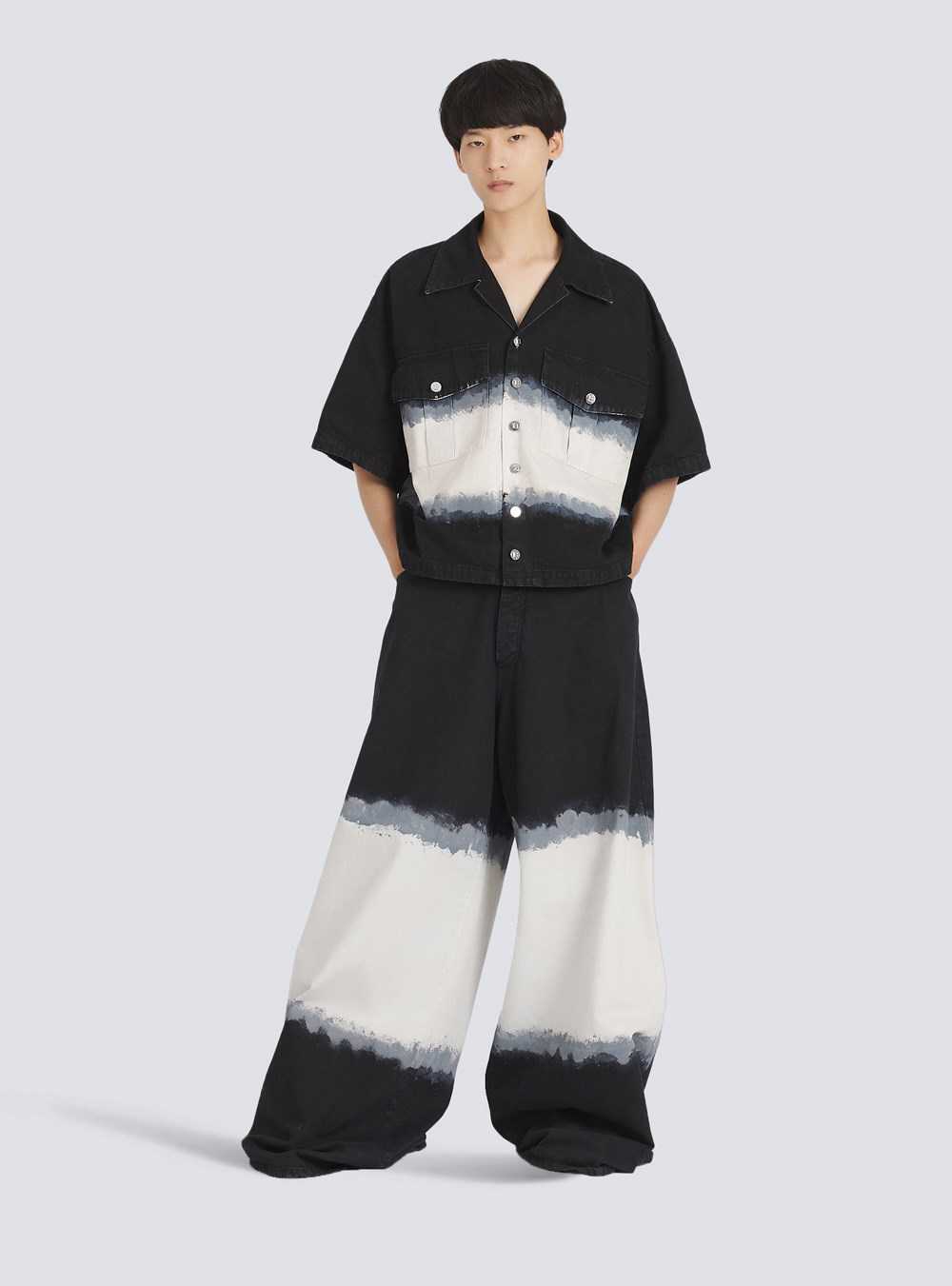 Balmain Wide Tie-dye Denim Pants Black | KDZYWQA-82