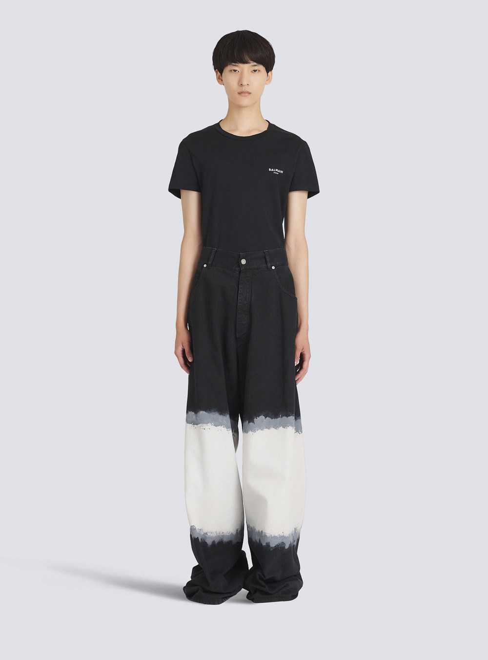 Balmain Wide Tie-dye Denim Pants Black | KDZYWQA-82