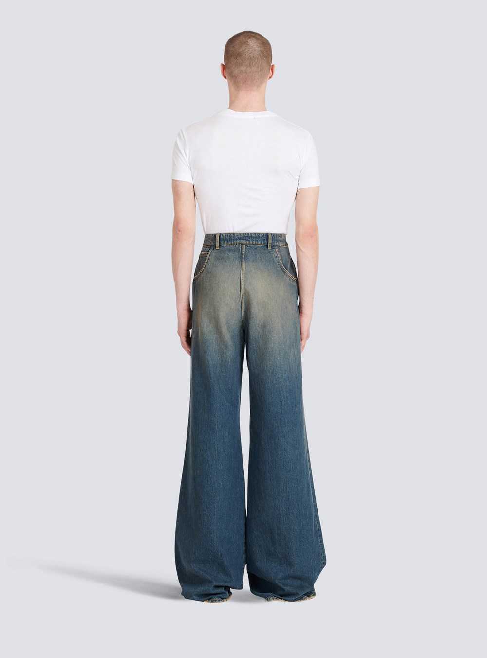 Balmain Wide-legged Faded Cotton Reversed Jeans Blue | AVISDWC-39