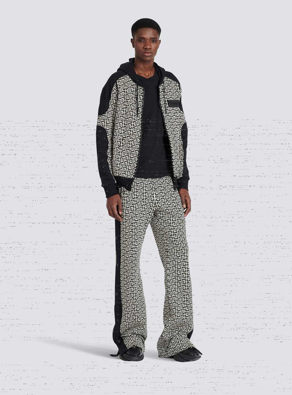 Balmain Wide-legged Pyjama Pants With Balmain Monogram And Snap Buttons Black | IBSVEOD-43