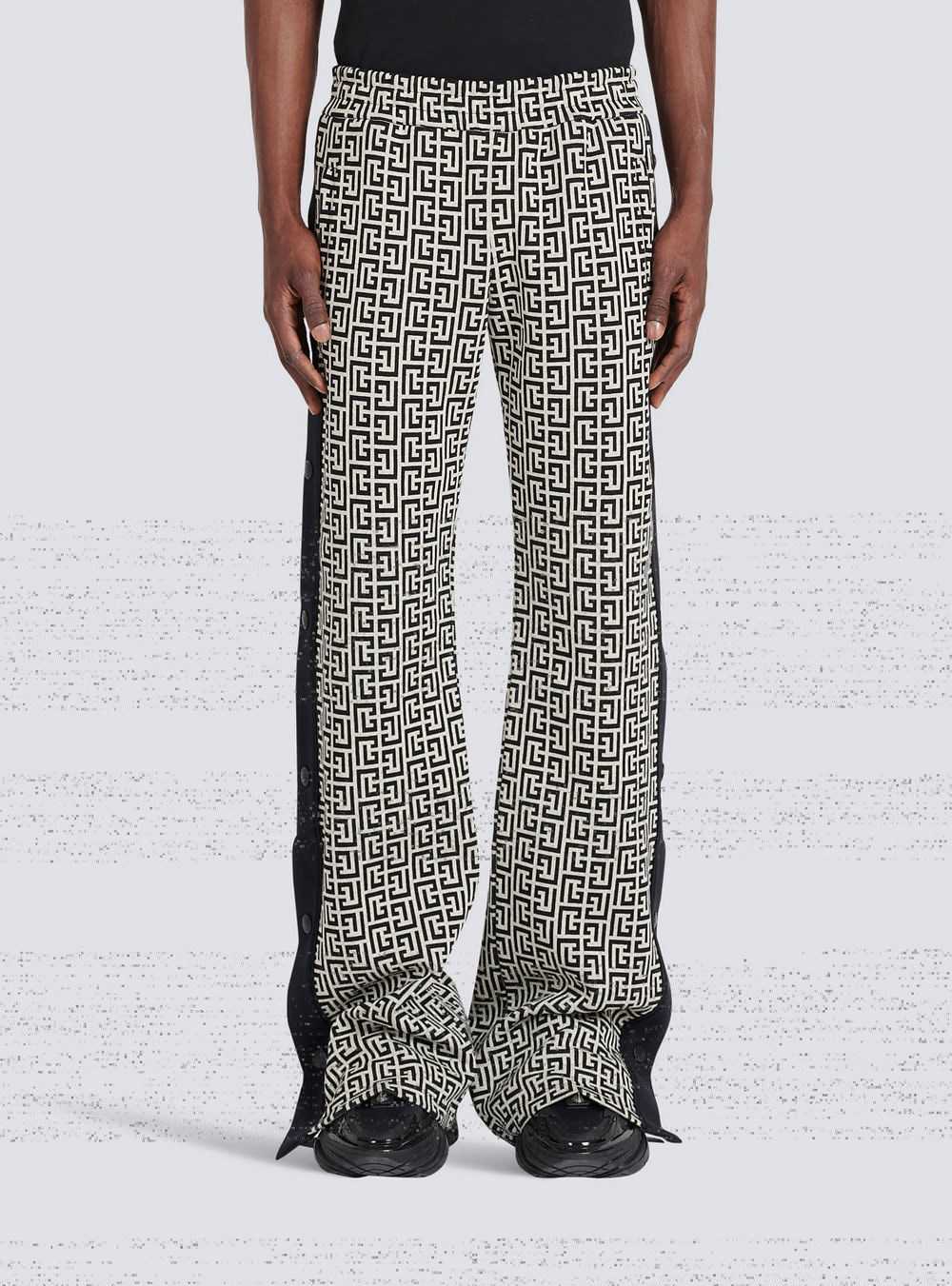 Balmain Wide-legged Pyjama Pants With Balmain Monogram And Snap Buttons Black | IBSVEOD-43