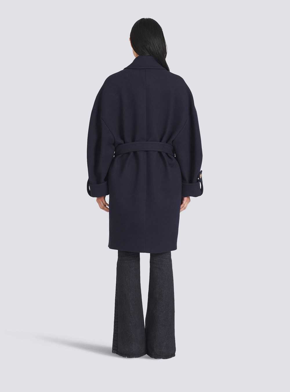 Balmain Wool And Cashmere Pea Coat With Double-breasted Gold-tone Buttoned Fastening Navy | ZCOISHE-15