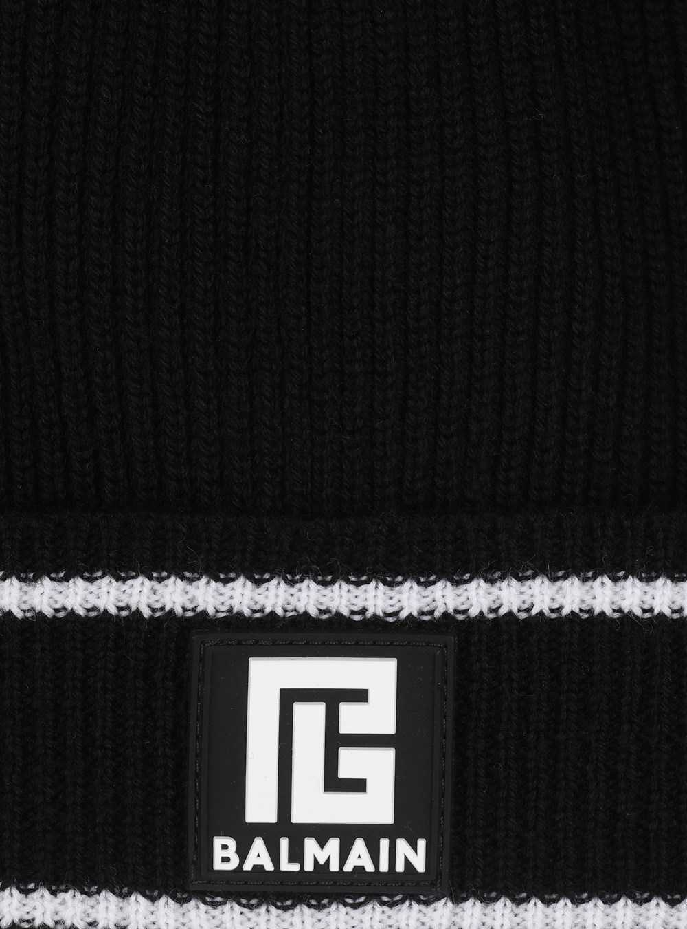 Balmain Wool Beanie With Embroidered Balmain Logo Black | ARLTHZG-38