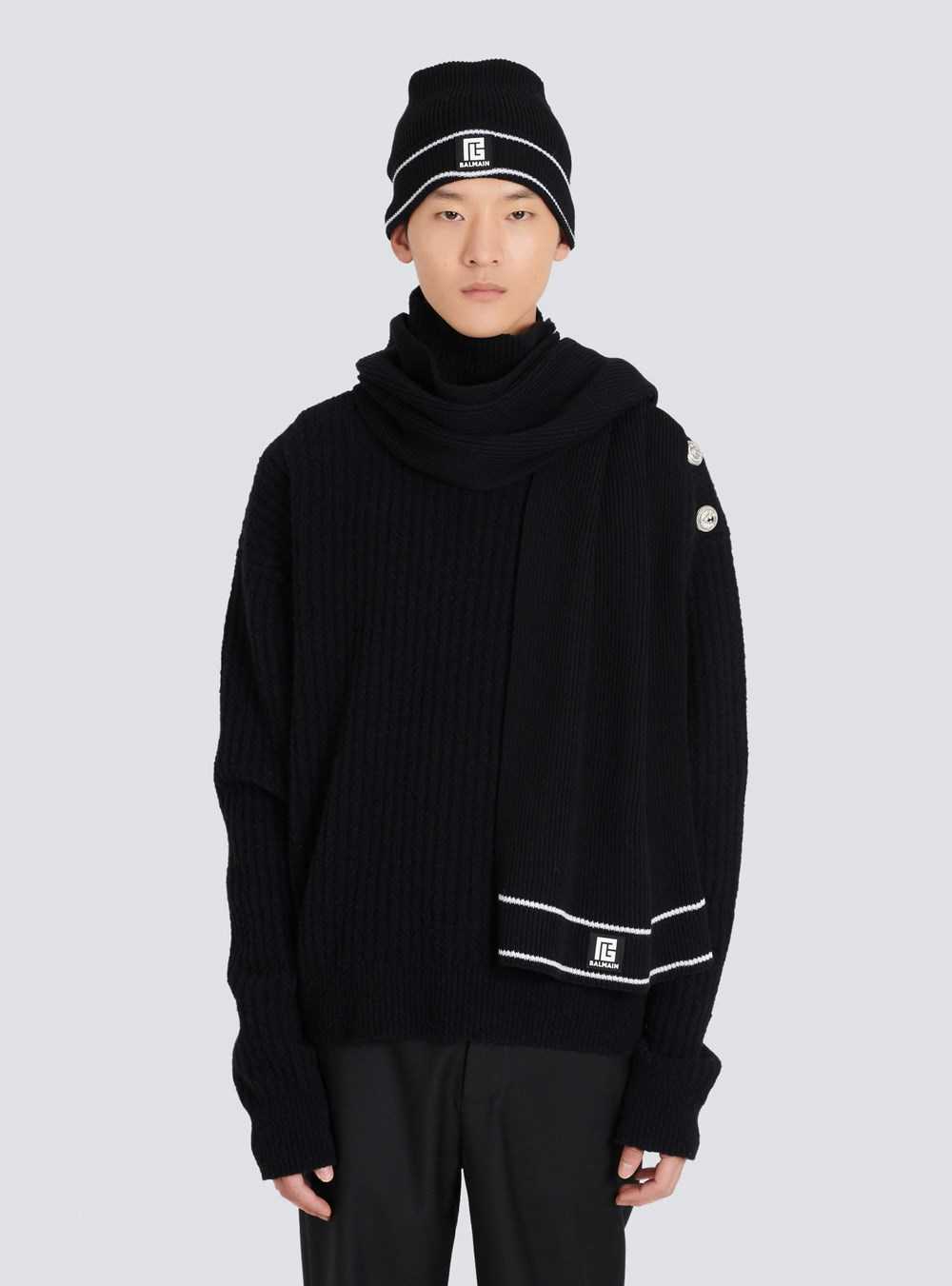 Balmain Wool Beanie With Embroidered Balmain Logo Black | ARLTHZG-38