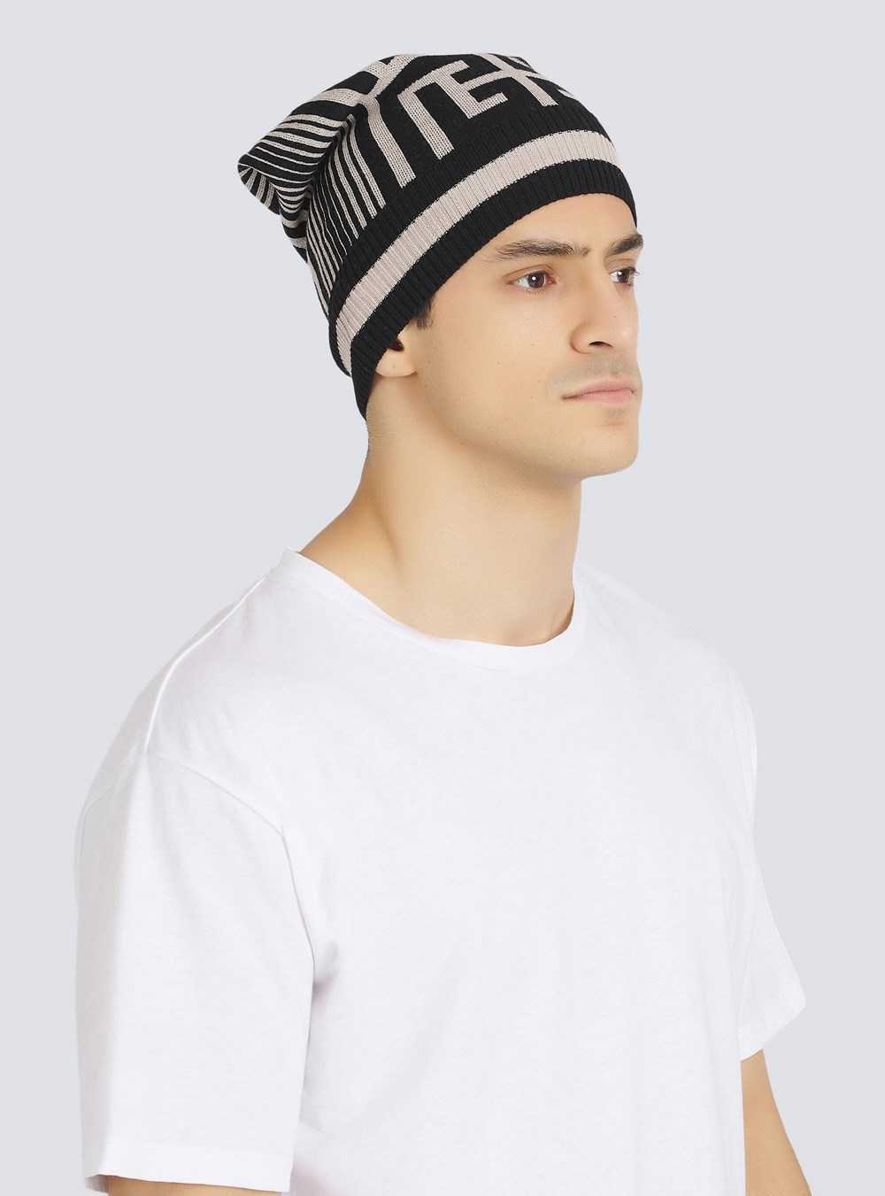 Balmain Wool Beanie With Embroidered Balmain Monogram Black | ATNWGEO-34