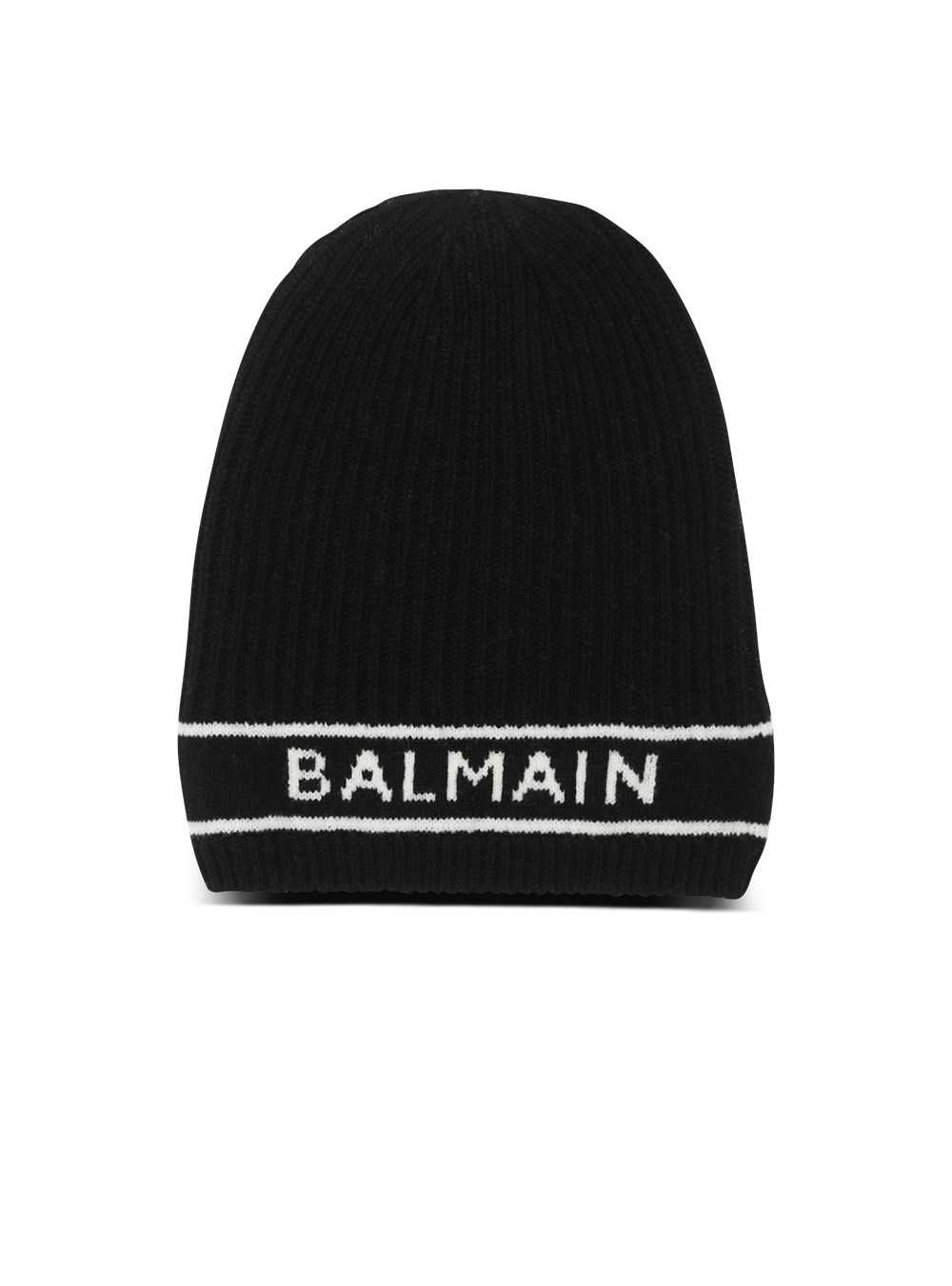 Balmain Wool Beanie With Embroidered Balmain Logo Black | HPUOBIA-90