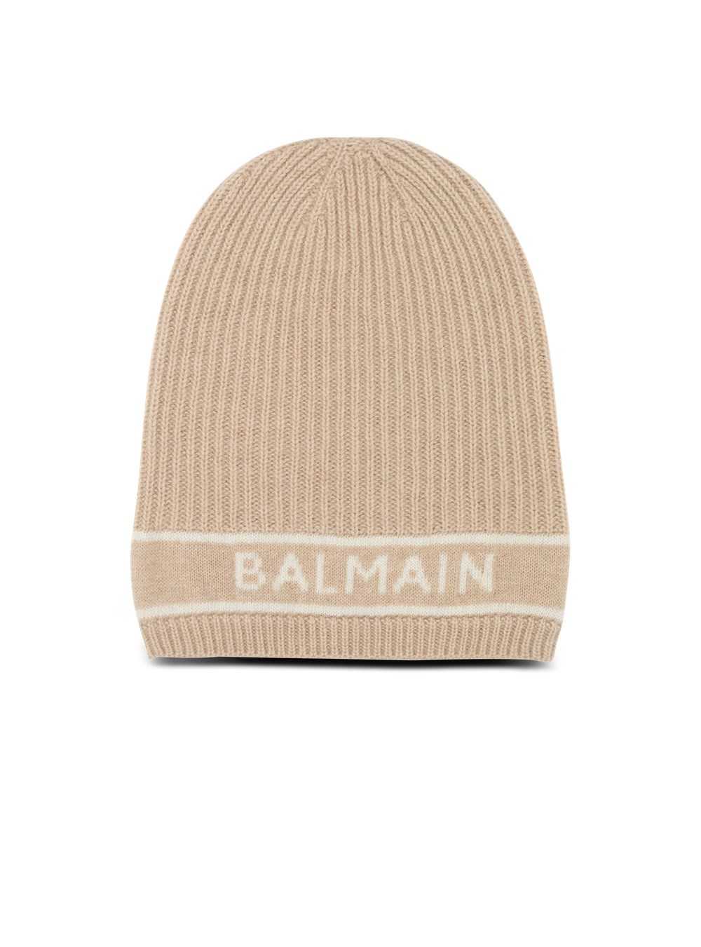 Balmain Wool Beanie With Embroidered Balmain Logo Beige | VCDEFTJ-62