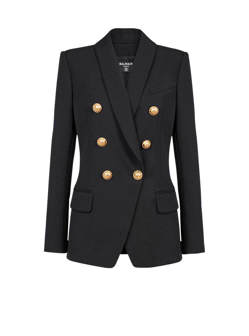 Balmain Wool Blazer With Double-breasted Buttoned Closure Black | CMQRNBI-79