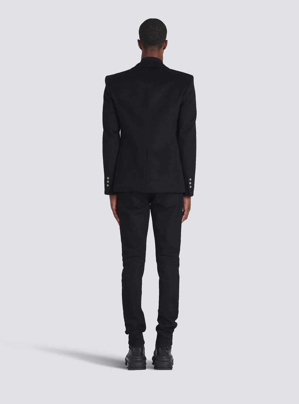 Balmain Wool Blazer With Double-breasted Silver-tone Buttoned Fastening Black | DQPAXSE-75